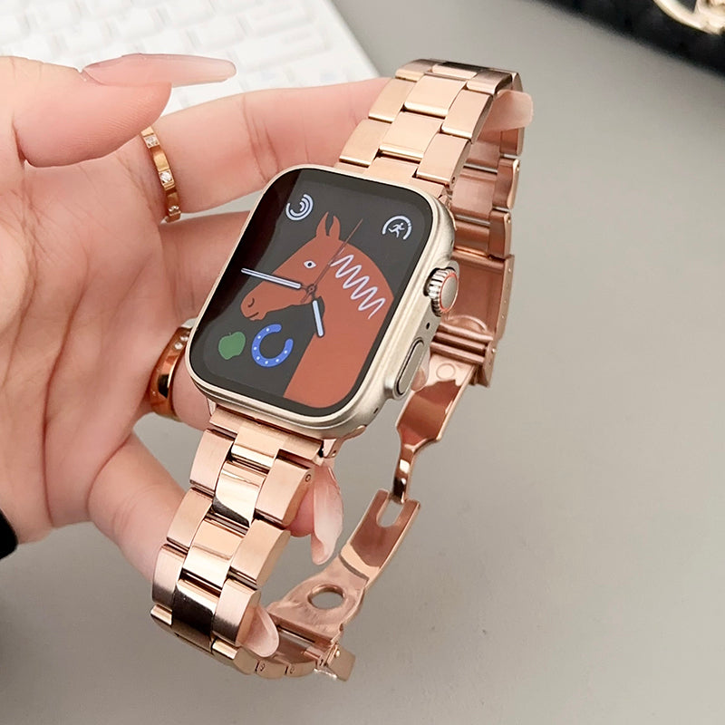 For Apple Watch Ultra 2 Ultra 49mm / Series 9 8 7 45mm / SE (2023) SE (2022) SE 6 5 4 44mm / 3 2 1 42mm Watch Strap 3-Bead - Silver For Apple Watch Ultra 2 Ultra 49mm / Series 9 8 7 45mm / SE (2023) SE (2022) SE 6 5 4 44mm / 3 2 1 42mm Watch Strap 3-Bead - Silver